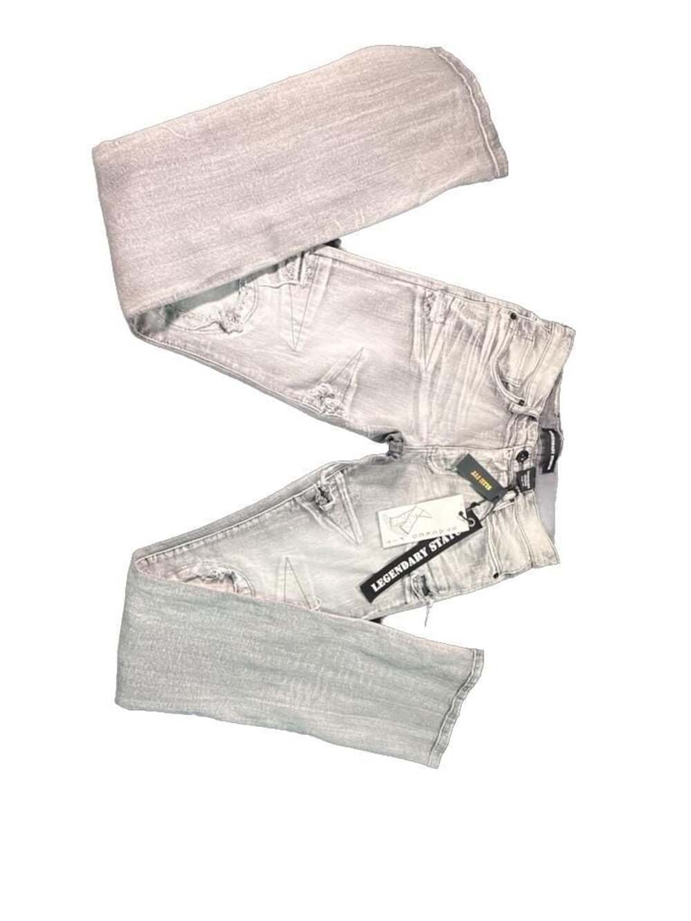 Legendary Status Slim Fit Stacked Distressed Jeans in Grey